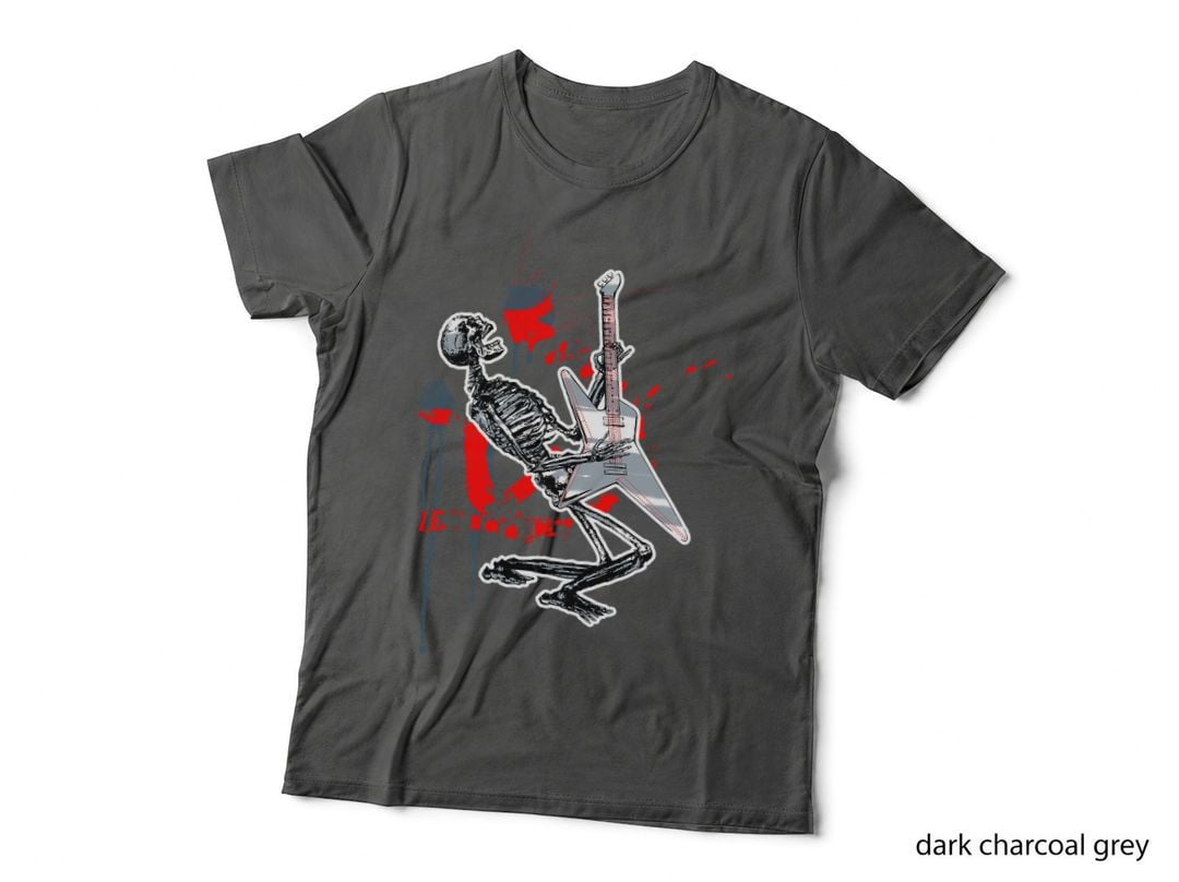 Rock Music Guitar Playing Skeleton T-Shirt