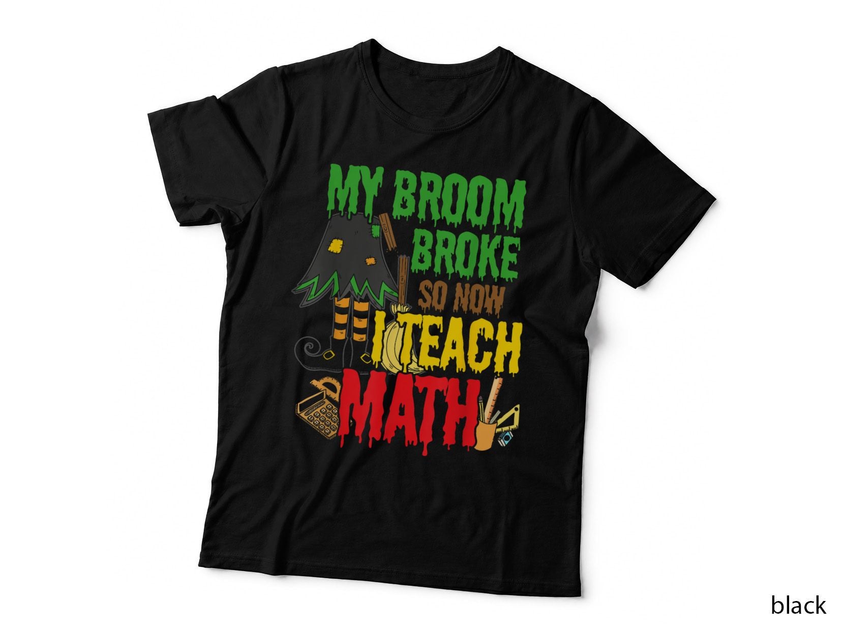 Scary Teacher Gift Idea Halloween Witch Math T-Shirt