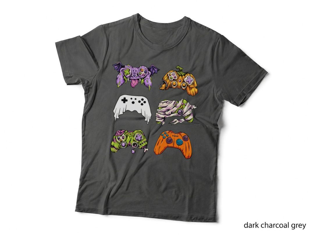 Skeleton Zombie Gaming Controllers Mummy Halloween Game T-Shirt