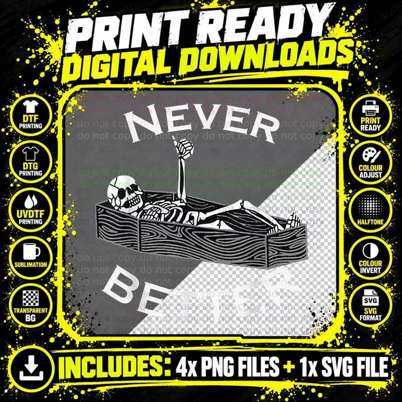 Skull Skeleton Halloween Scary Never Better Is in the Png SVG Digital Bundle