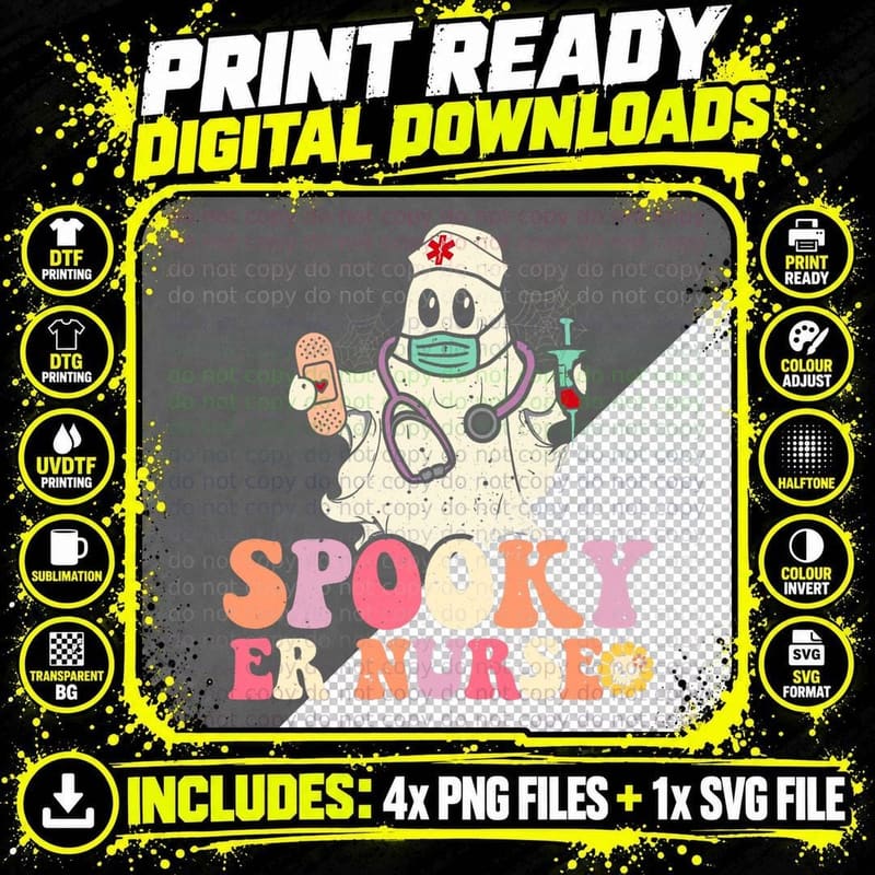 Spooky Emergency Room Nurse Funny Halloween Costume ER Png SVG Digital Bundle