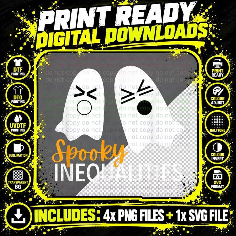 Spooky Inequalities Ghosts - Halloween Math Teacher Png SVG Digital Bundle