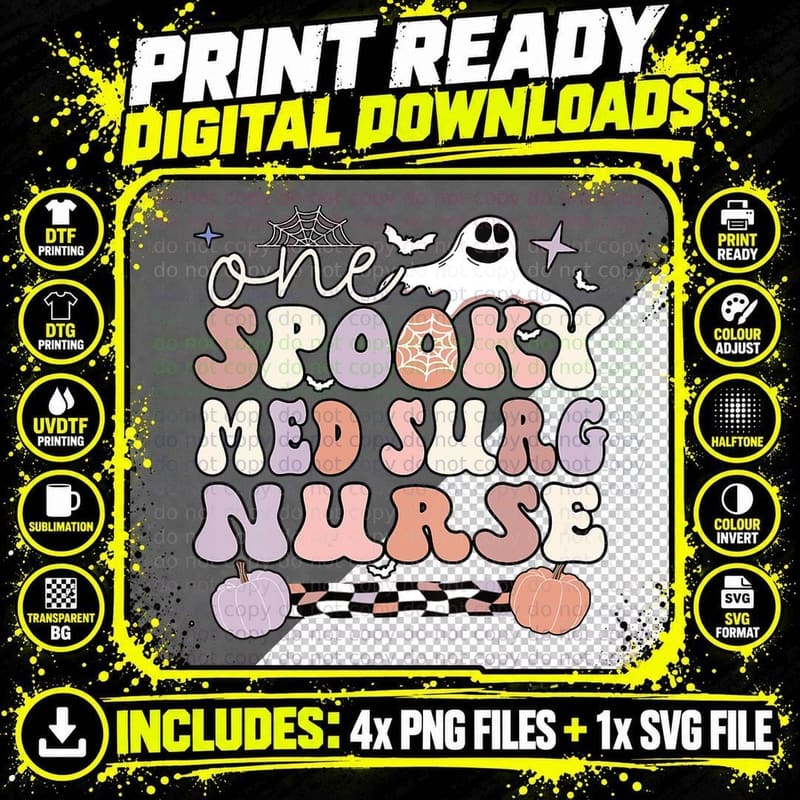 Spooky Med Surg Nurse Halloween Medical-Surgical Png SVG Digital Bundle