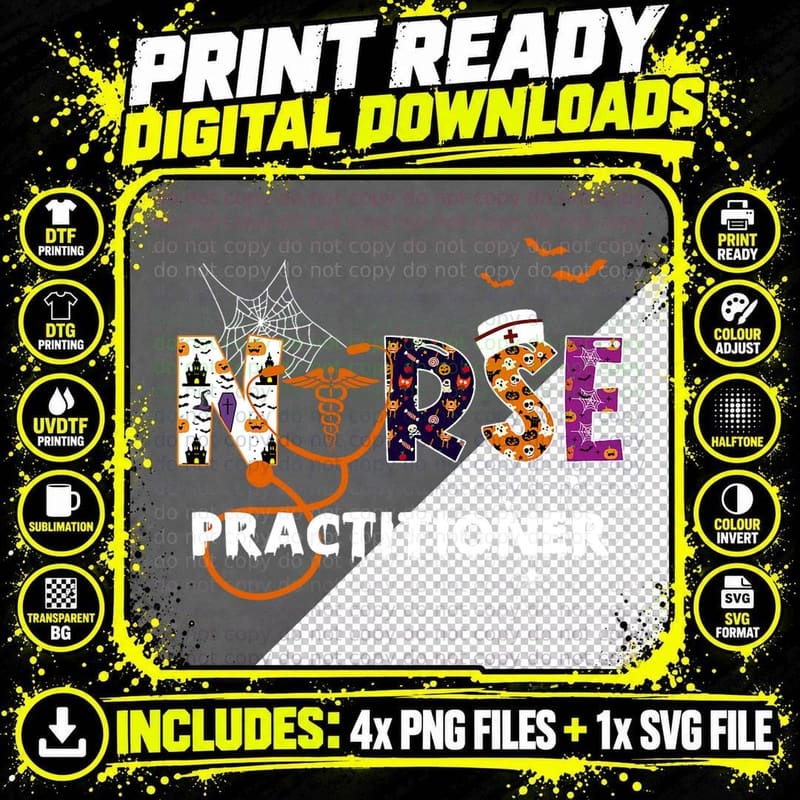 Spooky Nurse Practitioner Funny Nurse Halloween Shirt Png SVG Digital Bundle