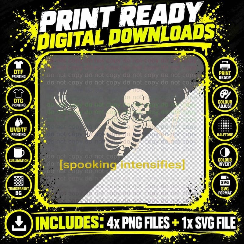 Spooky Scary Skeleton Dank Meme Spooking Intensifies Png SVG Digital Bundle