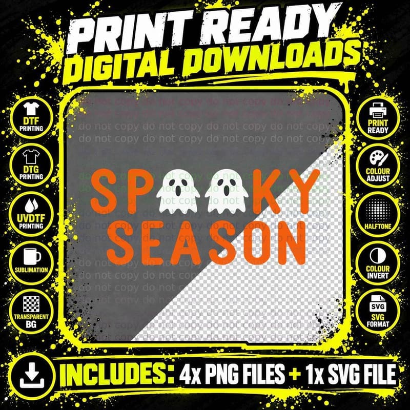 Spooky Season October Halloween Ghost Quote Saying Meme Png SVG Digital Bundle