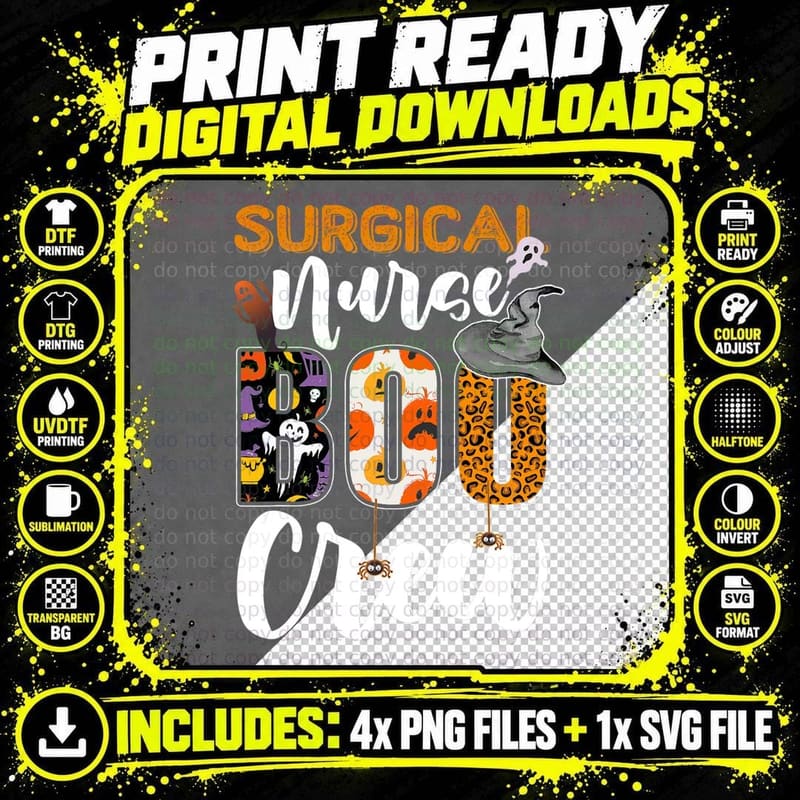 Surgical Nurse Boo Crew Halloween Matching Med Surg Png SVG Digital Bundle