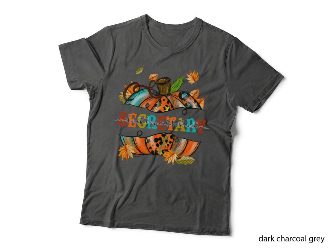 Thankful Grateful Blessed Secretary Pumpkin Autumn Fall T-Shirt