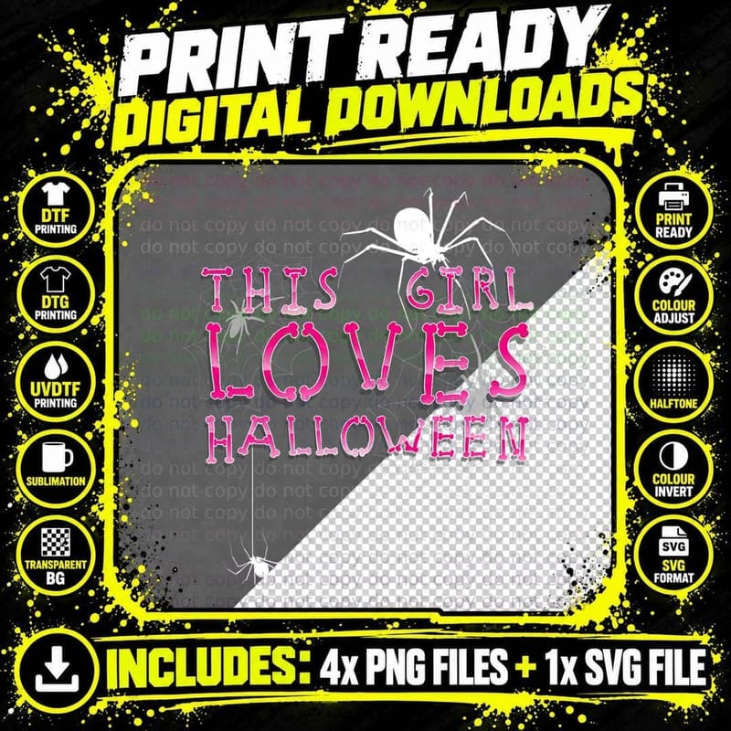 This Girl Loves Halloween Funny Scary Nightmare T-Shirt Png SVG Digital Bundle