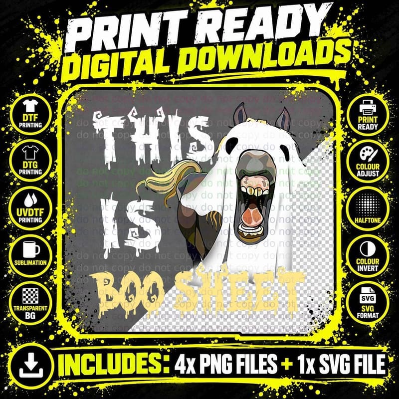 This Is Boo Sheet, Ghost Horses, Equestrian Horse Lover Png SVG Digital Bundle