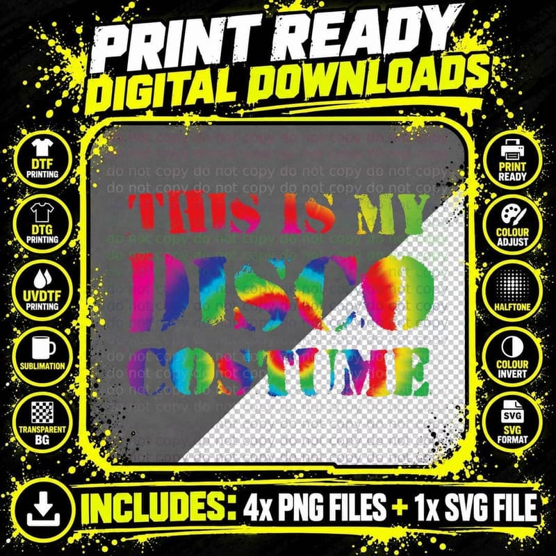 This Is My Disco Costume Halloween Cosplay 70's 80's Png SVG Digital Bundle