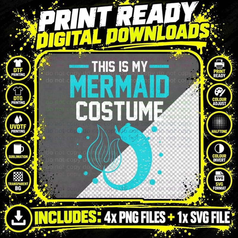 This Is My Mermaid Costume Birthday Halloween T-Shirt Png SVG Digital Bundle