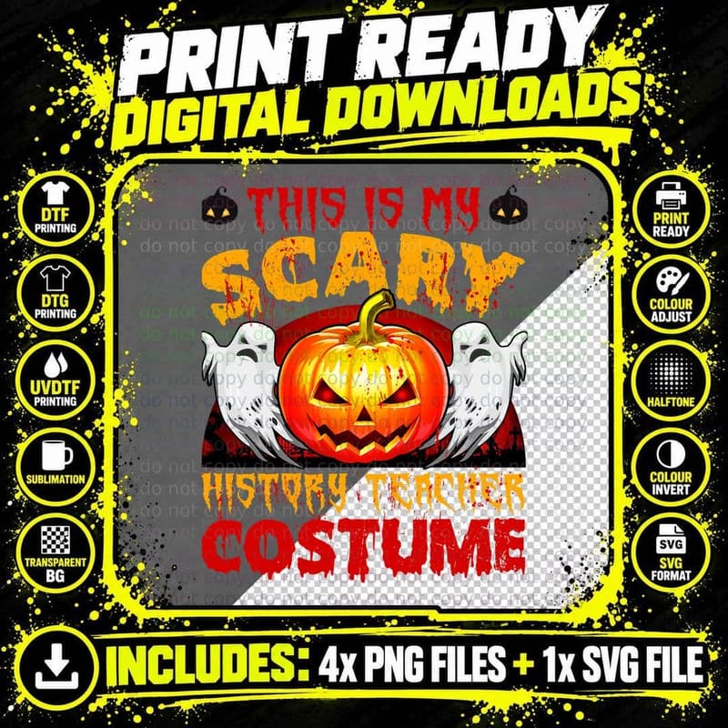 This Is My Scary History Teacher Costume Halloween Png SVG Digital Bundle