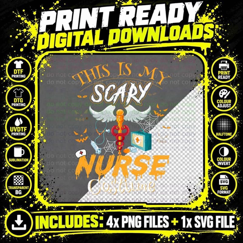 This Is My Scary Nurse Costume Halloween T-Shirt Png SVG Digital Bundle