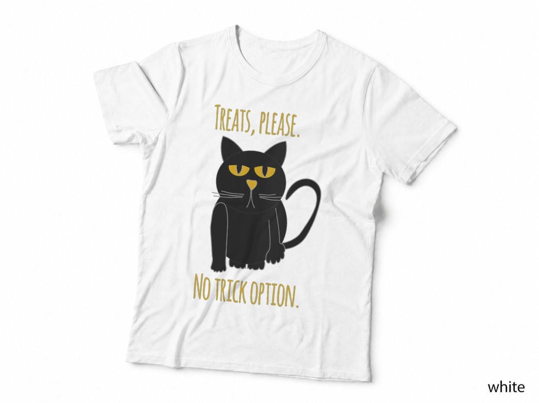 Treats, Please. No Trick Option. Halloween Cat by Merchxmim T-Shirt