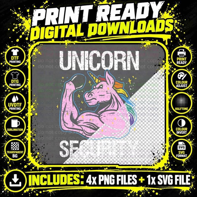 Unicorn Security Funny Costume Police Halloween Dad Png SVG Digital Bundle