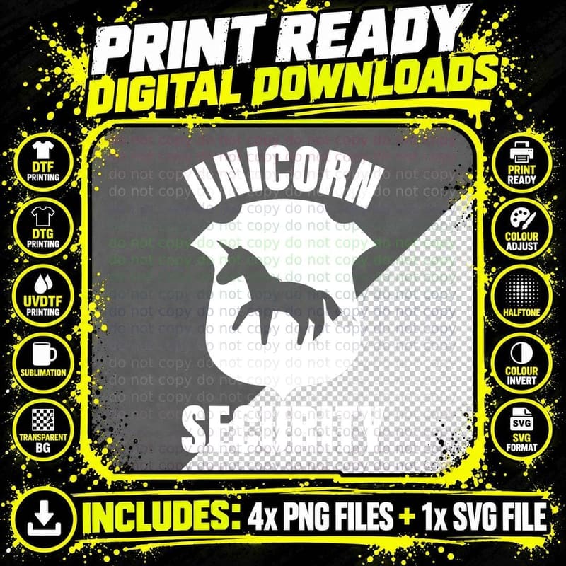 Unicorn Security Halloween Costume Parent Father Png SVG Digital Bundle