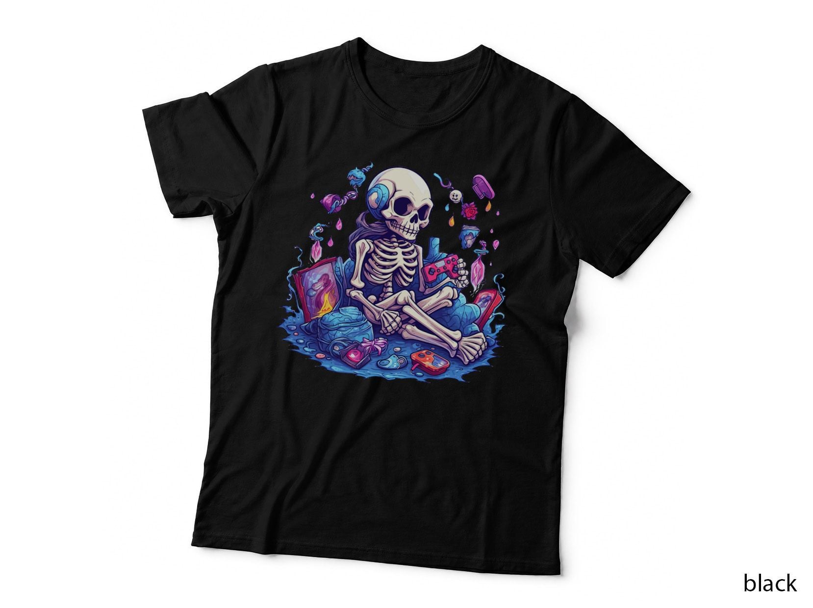 Video Game Lover Gaming Gamer Skeleton Halloween T-Shirt