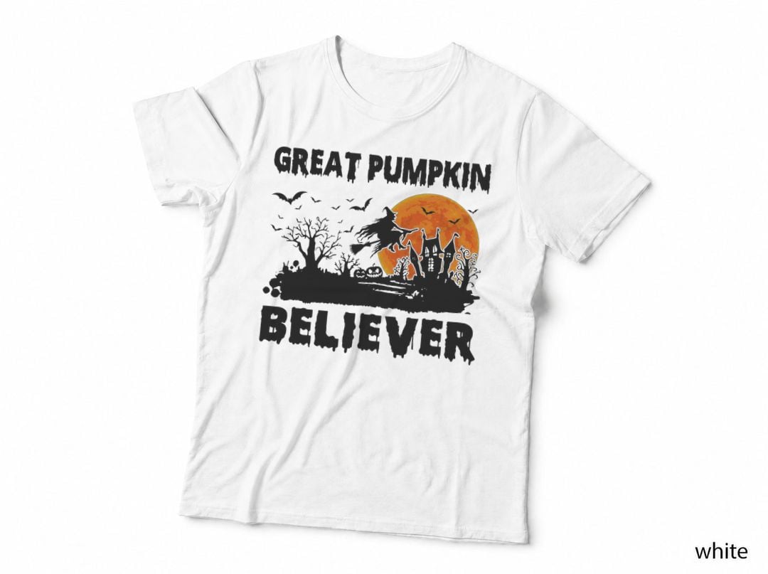 Vintage Great Pumpkin Believer Funny Witch Halloween Vibes T-Shirt