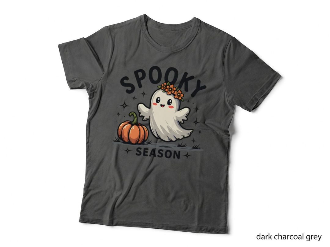 Vintage Halloween Cute Ghost Minimalist Line Art Spooky Season Coquette T-Shirt
