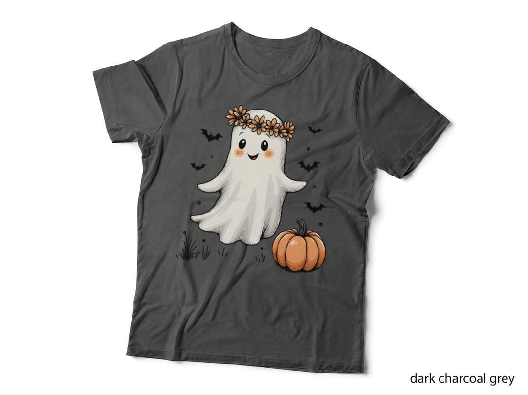 Vintage Halloween Ghost Fall Aesthetic Coquette Minimalist Line Art T-Shirt