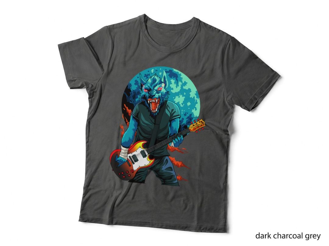 Werewolf Rockstar Guitar Player Halloween Arts Band Musician T-Shirt