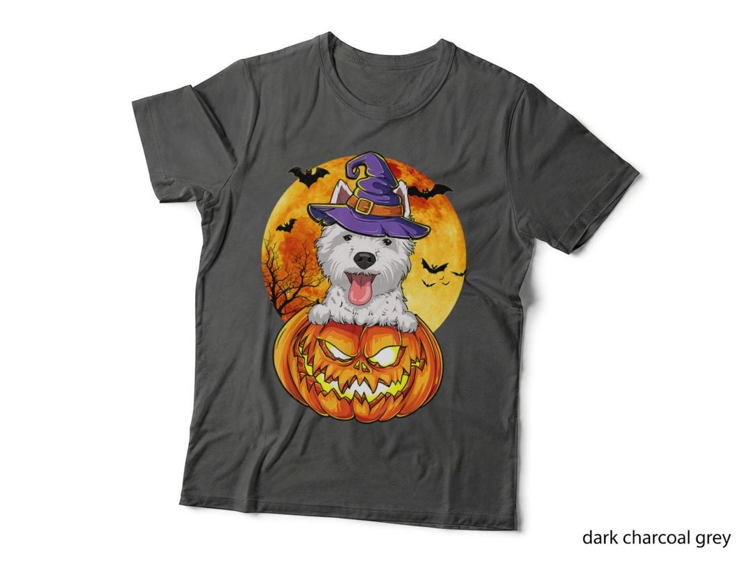 Westie Witch Pumpkin Halloween Dog Lover Funny T-Shirt