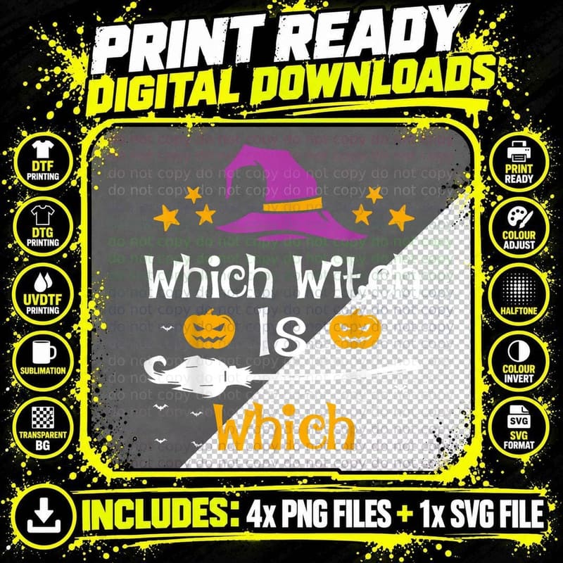 Which Witch Is Which Halloween Costume English Grammar Png SVG Digital Bundle