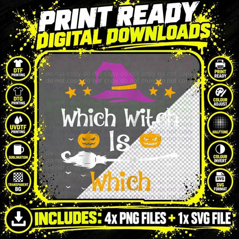 Which Witch Is Which Halloween Costume English Png SVG Digital Bundle