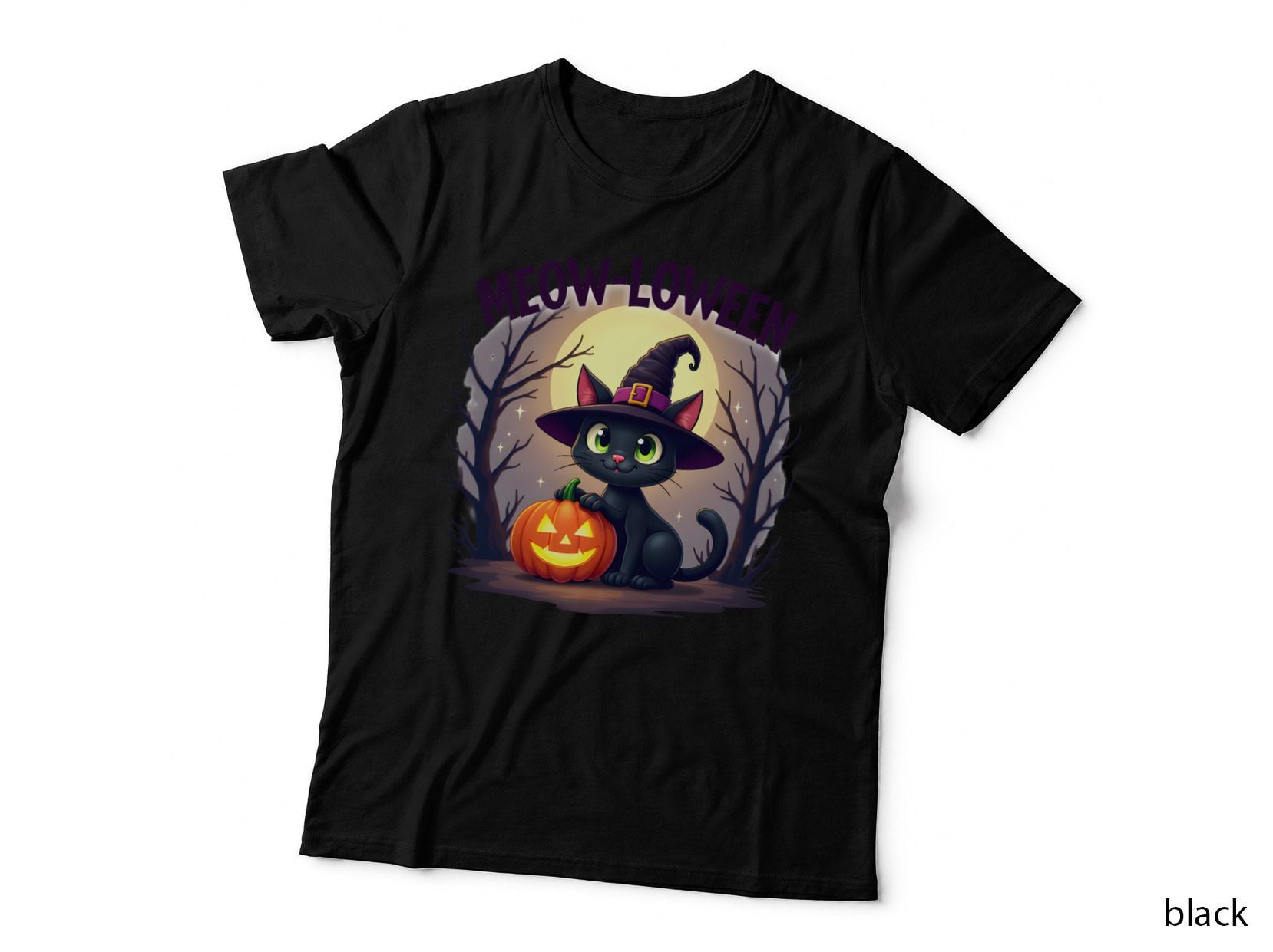 Witch Hat Black Cat Shirt, Funny Halloween Pet Gift T-Shirt