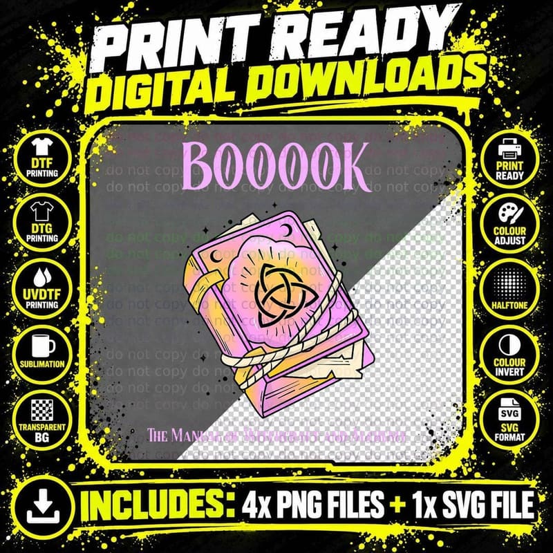 Witch Spell Book It's Just a Bunch of Hocus Pocus T-Shirt Png SVG Digital Bundle