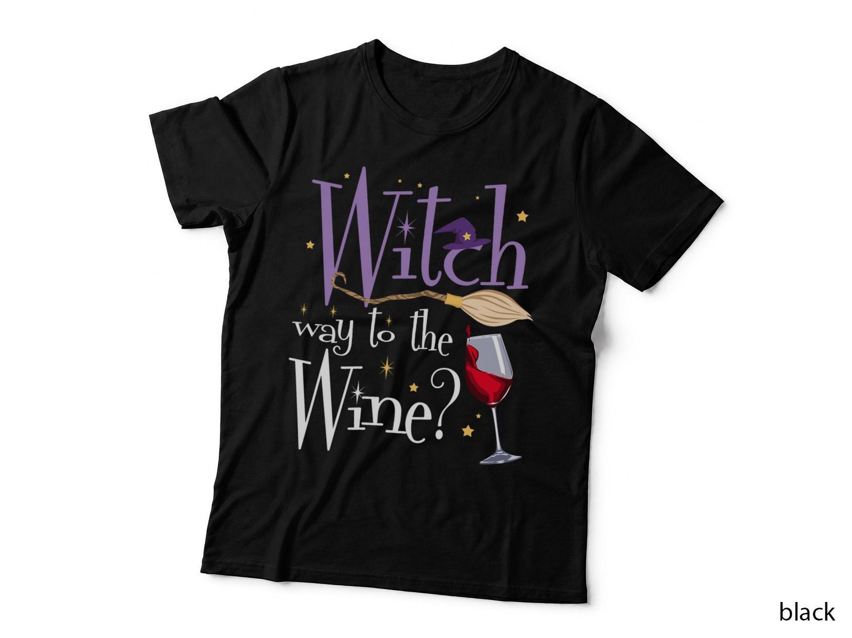 Witch Way to the Wine Halloween Drinking for Wiccan Witches T-Shirt