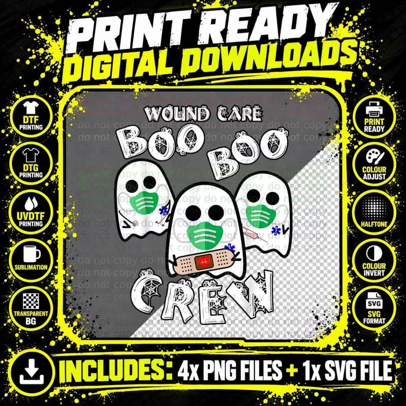 Wound Care Boo Crew - Funny Doctor Nurse Halloween Png SVG Digital Bundle