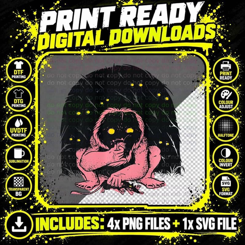 Yellow Eyed Monsters Scary Creepy Darkness T-Shirt Png SVG Digital Bundle