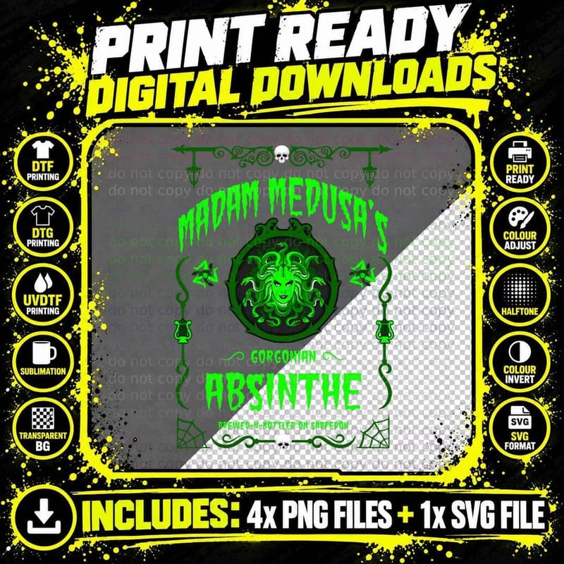 Absinthe Monsters 17 (MADAM Medusa) T-Shirt Png SVG Digital Bundle