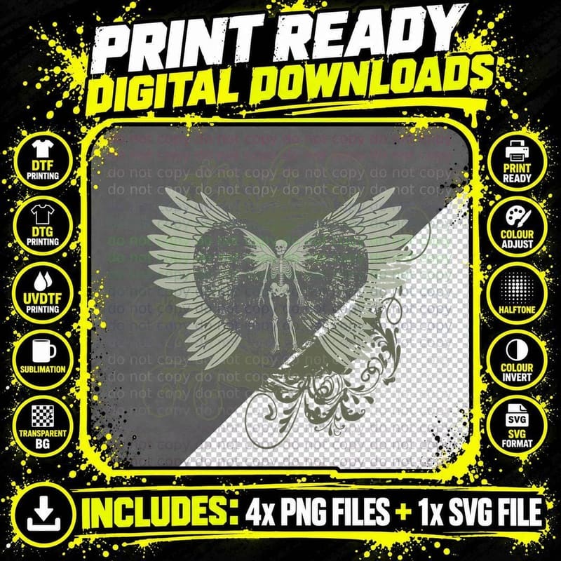 Aesthetic Y2k Fairy, Wings Skeleton Alt Grunge Png SVG Digital Bundle