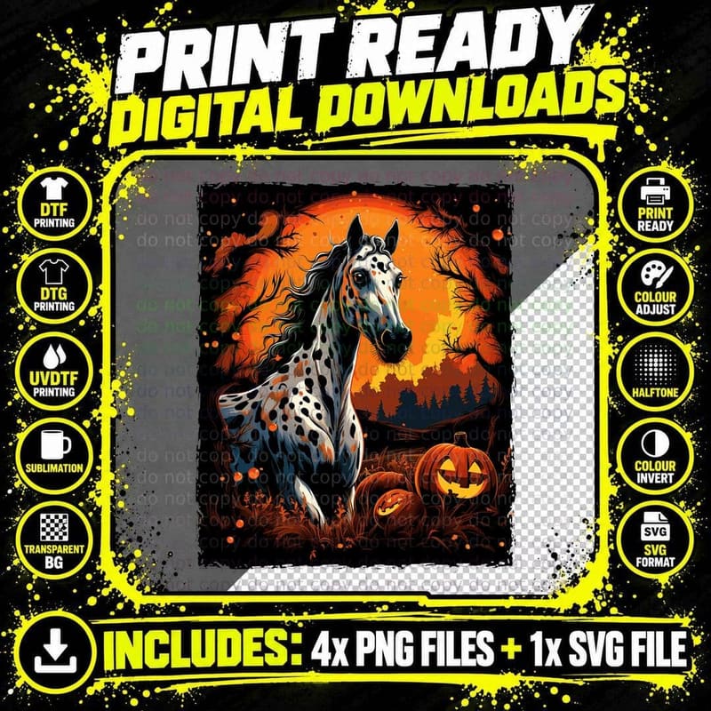 Appaloosa Horse Halloween T-Shirt Png SVG Digital Bundle