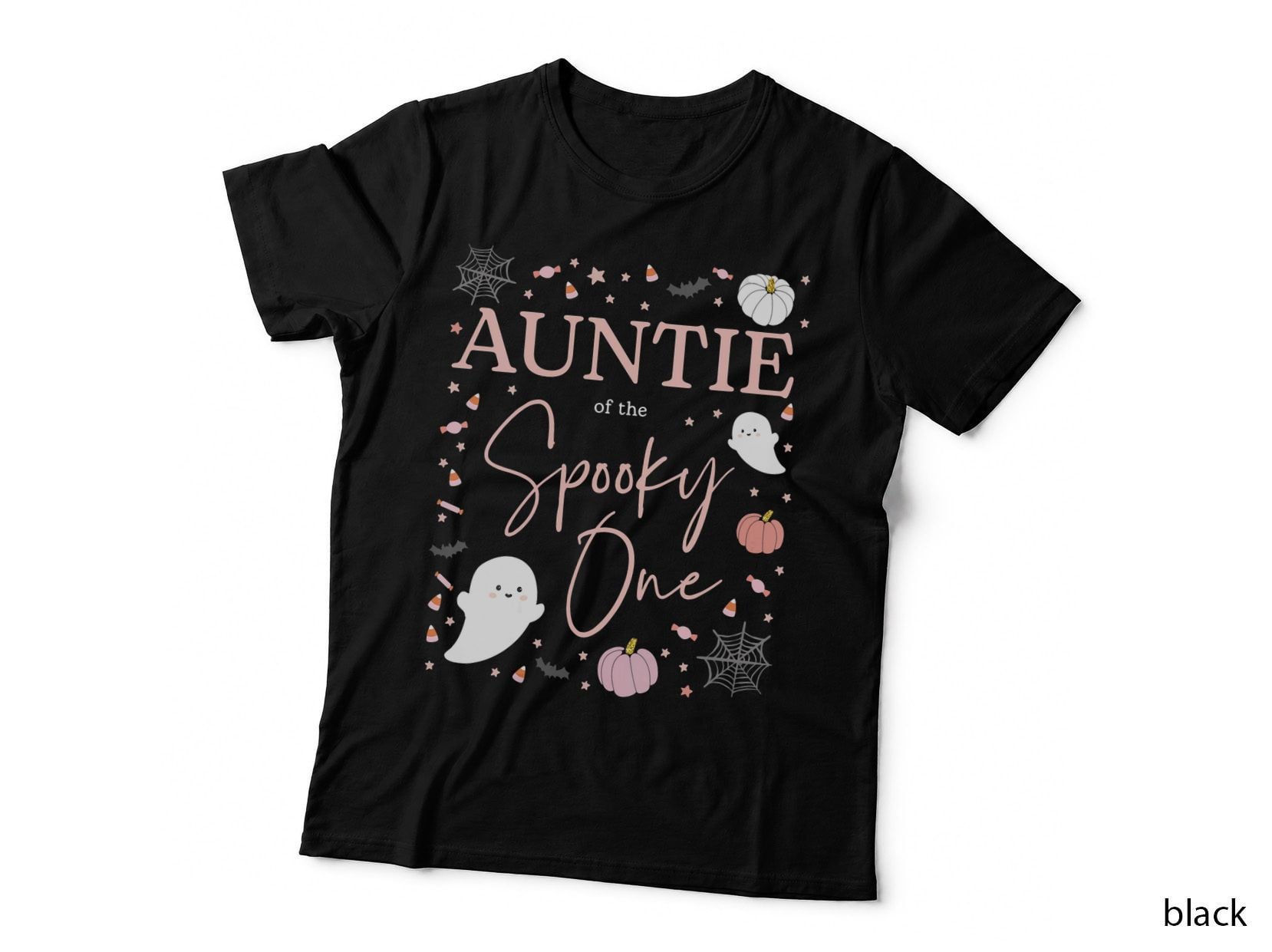 Auntie of the Spooky One Girl First Birthday Pink Halloween T-Shirt