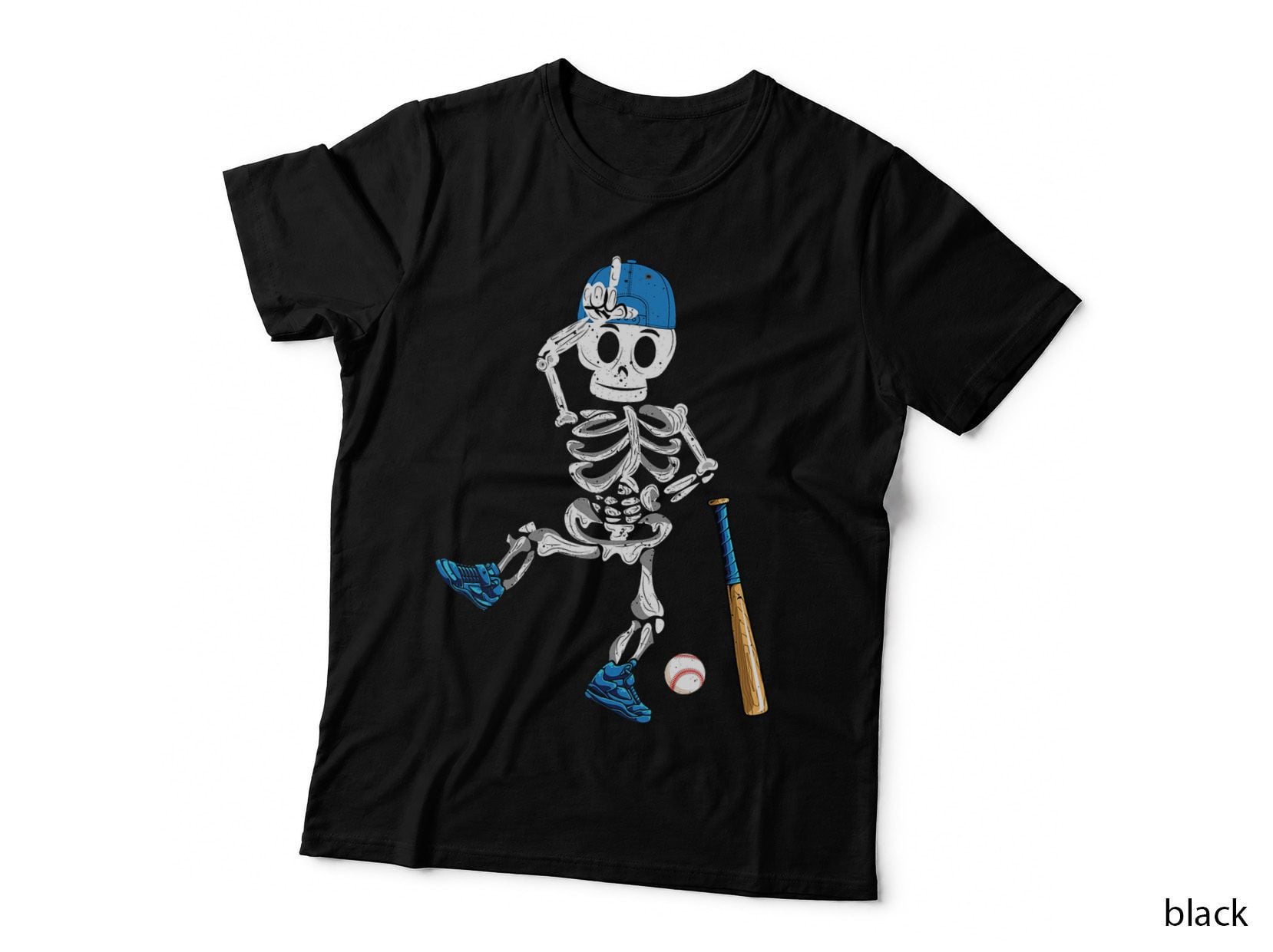 Baseball Skeleton Halloween Vintage Baseball Playing T-Shirt