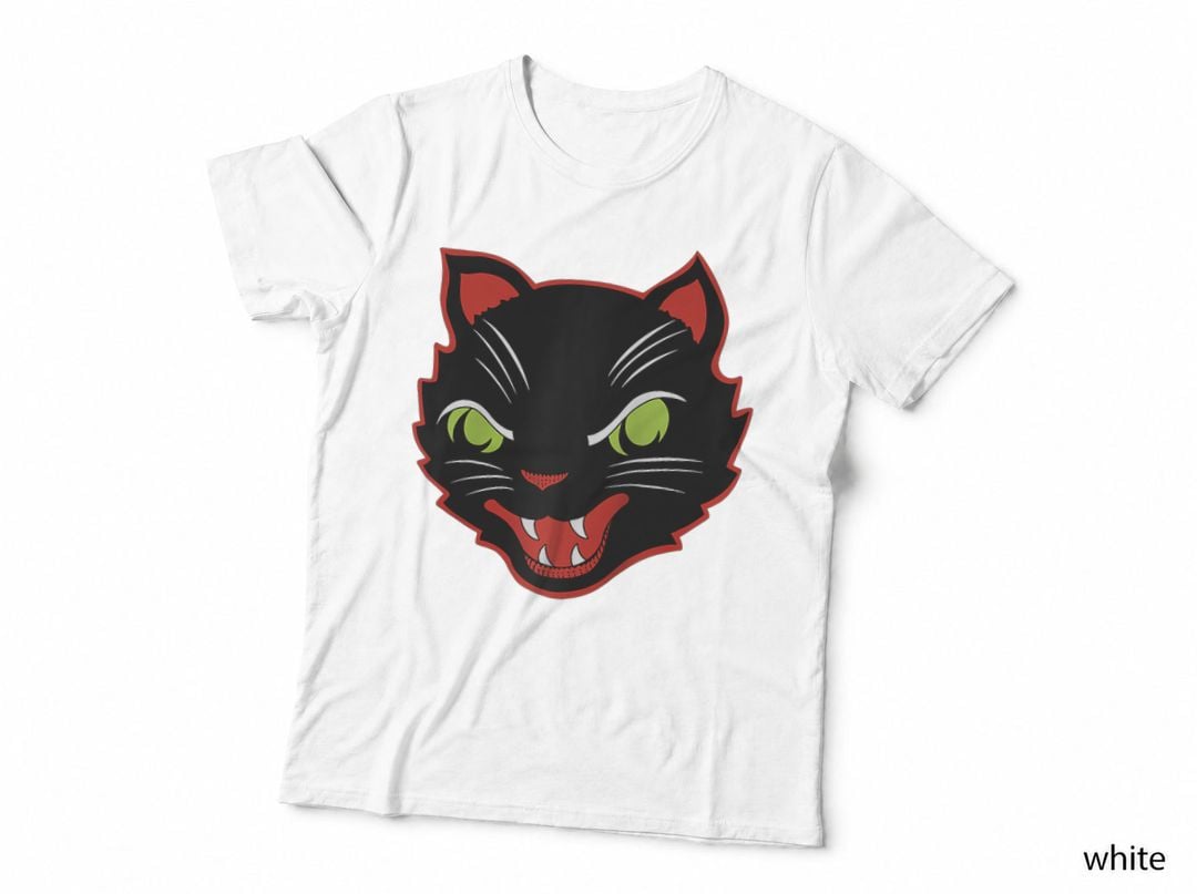 Black Cat Vintage Old School Tattoo Art Spooky, Halloween T-Shirt