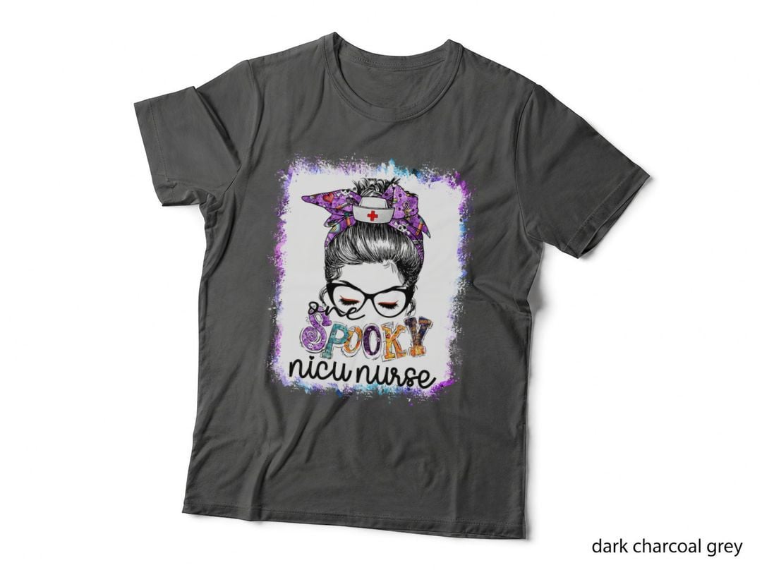 Bleached One Spooky Nicu Nurse Messy Bun Boo Nurse Halloween T-Shirt