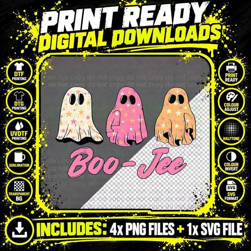 Boo-Jee Funny Fall Halloween Cute Ghost Boujee Spooky Png SVG Digital Bundle