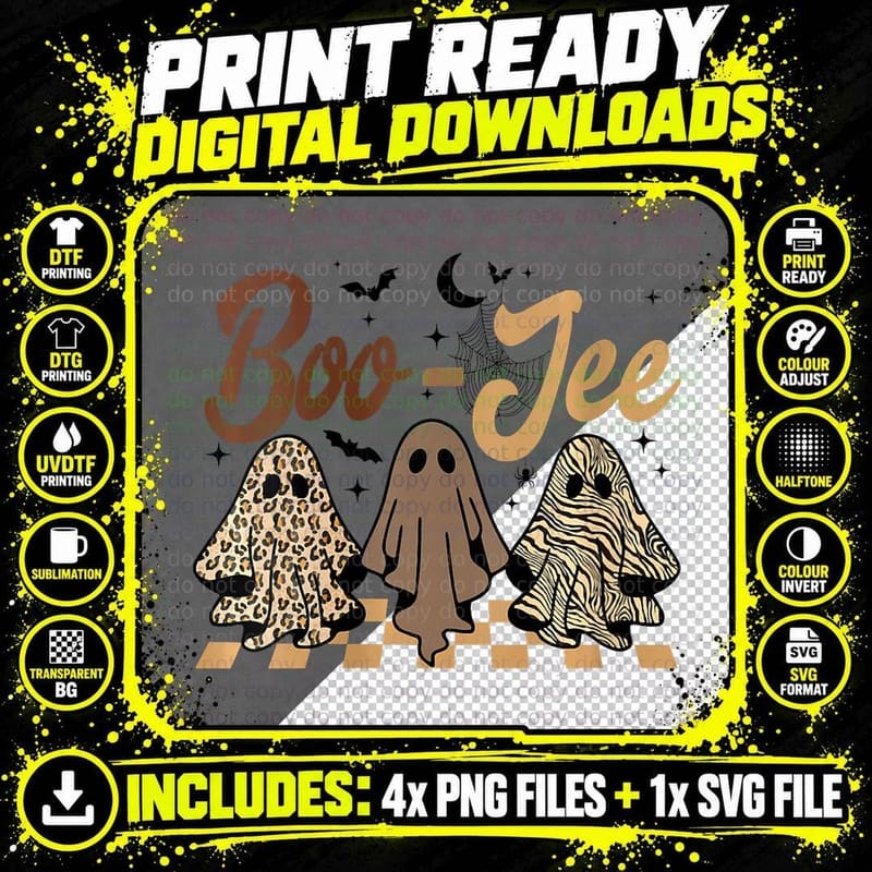 Boujee Boo-Jee Fall Halloween Ghost Spooky Vibes T-Shirt Png SVG Digital Bundle