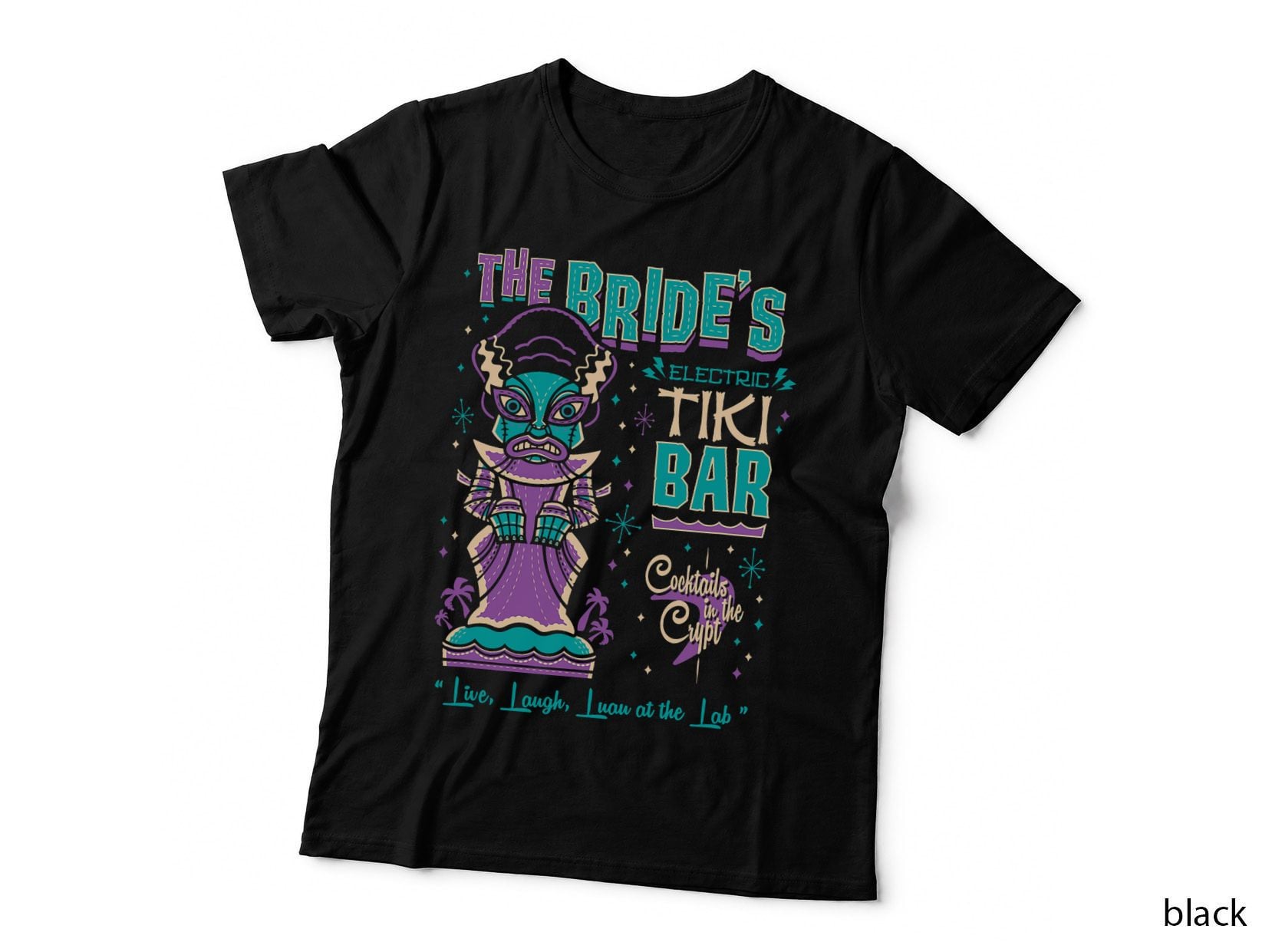Bride of Frankenstein Tiki Bar Vintage Creepy Cute Surf T-Shirt