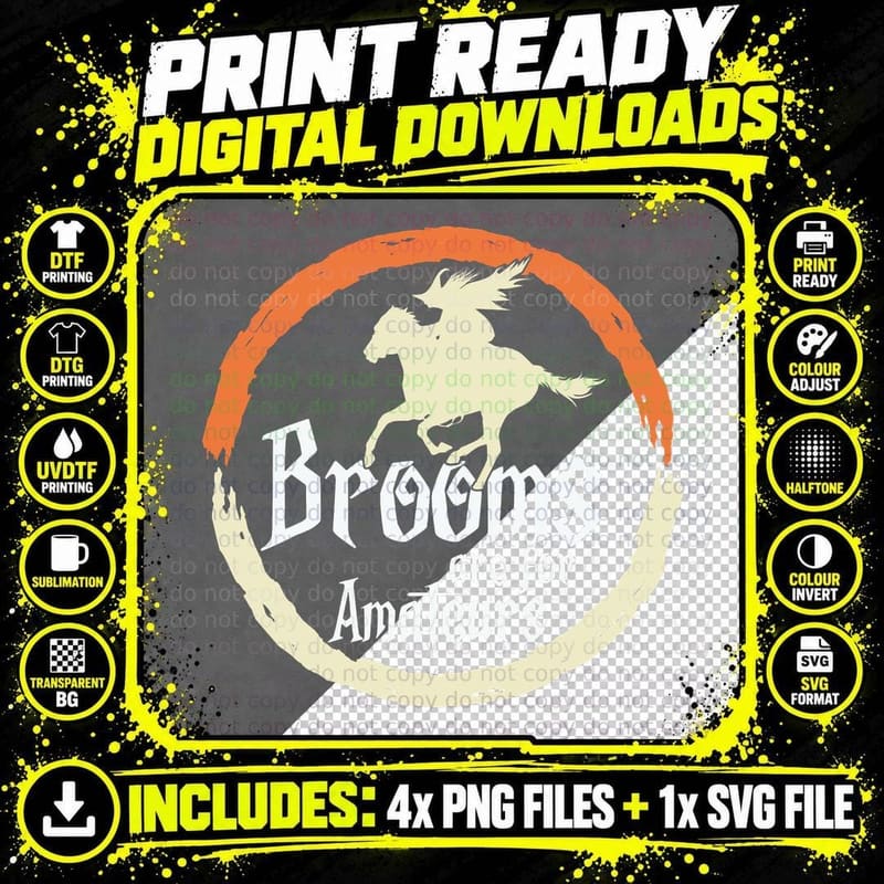 Brooms Are for Amateurs Funny Halloween Witch on a Horse Png SVG Digital Bundle