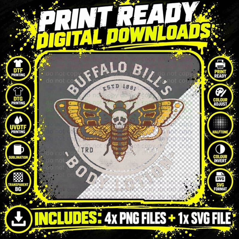Buffalo Bill's Body Lotion - Vintage Distressed Horror Png SVG Digital Bundle