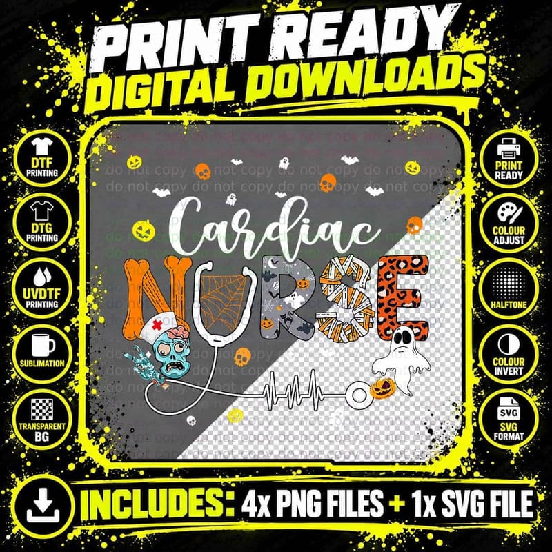 Cardiac Nurse Halloween Party One Spooky Cardiac Nurse Png SVG Digital Bundle