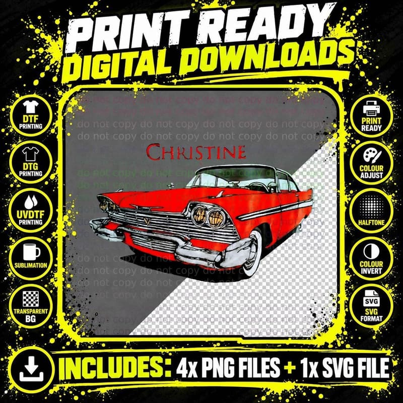 Christine the Car T-Shirt Png SVG Digital Bundle