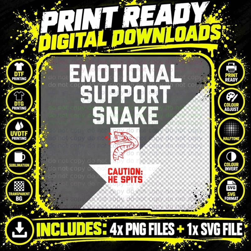 Crude Humor Inappropriate Emotional Support Snake Png SVG Digital Bundle