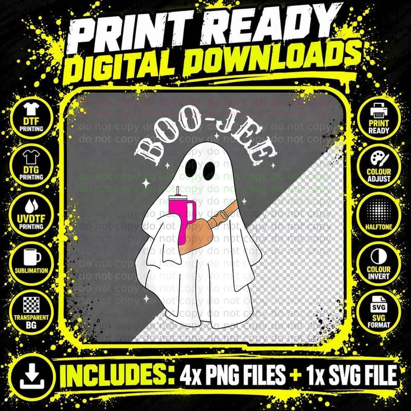 Cute Boo Ghost Spooky Funny Halloween Costume Boo Jee Png SVG Digital Bundle